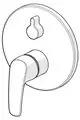 Einhebelmischer mit runder Rosette und Hebel, gefertigt von HANSA. Geeignet für Wannen- und Brauseinstallationen. Oberfläche in Chrom.